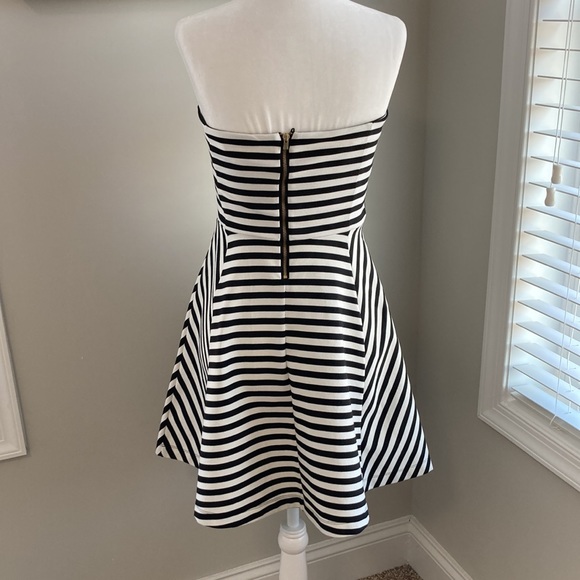 Express Black & White Strapless Fit and Flare Dress - Picture 6 of 12